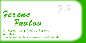 ferenc pavlov business card